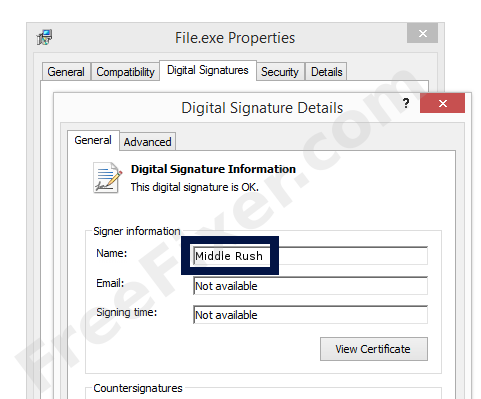 Screenshot of the Middle Rush certificate